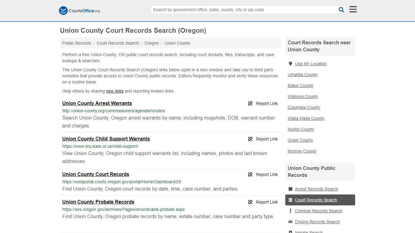 Union County Court Records Search (Oregon) - County Office