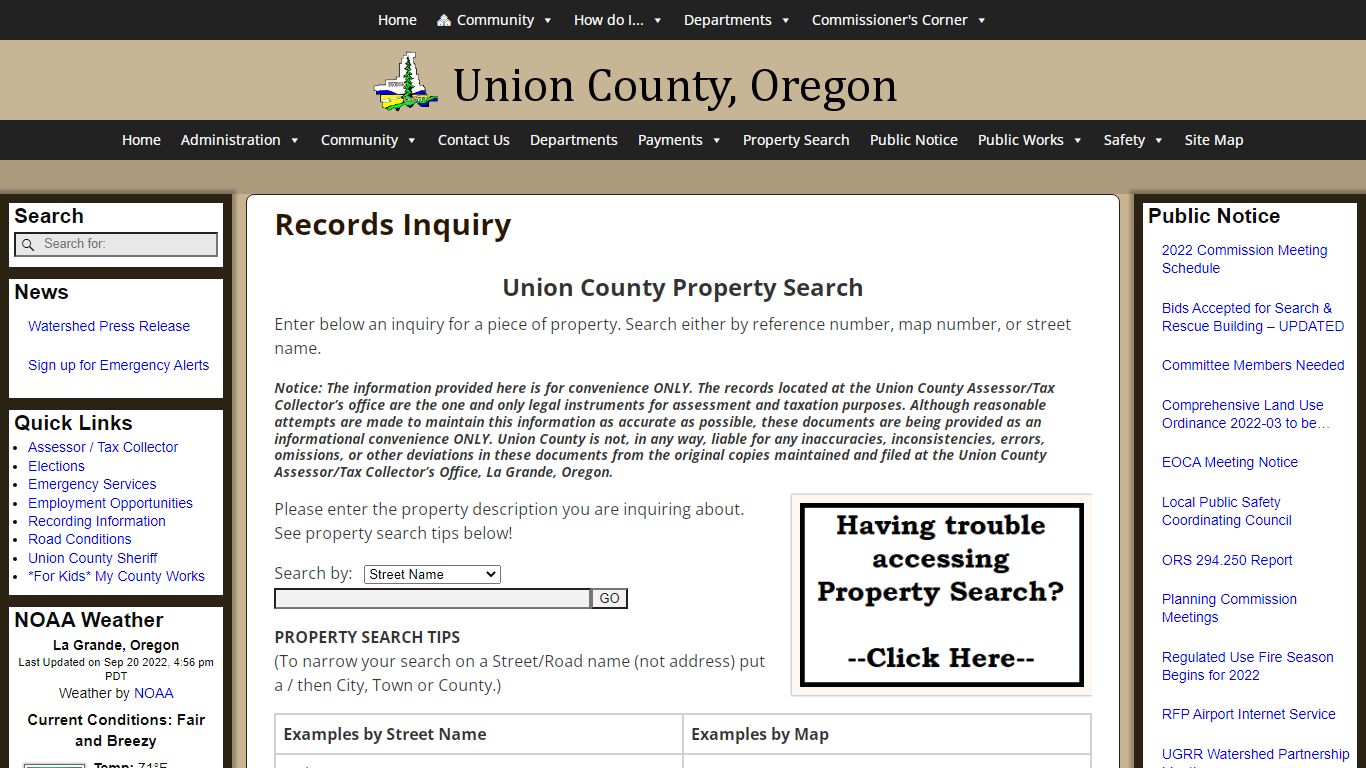 Records Inquiry – Union County